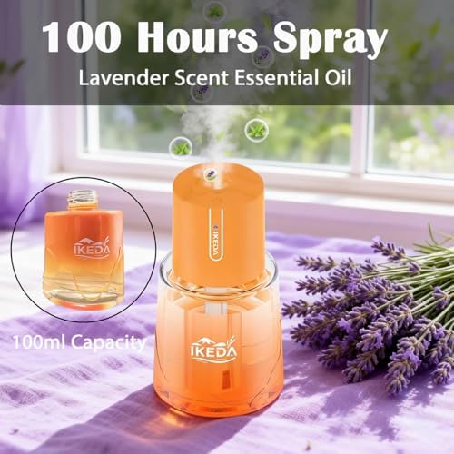 Ikeda Fragrance Smart Car Air Freshener, 100ml Waterless Essential Oil Diffuser, Auto On Off Aromatherapy Car Diffuser with 3 Mist Modes, USB Rechargeable Car Accessories for Women Men Truck Vehicle