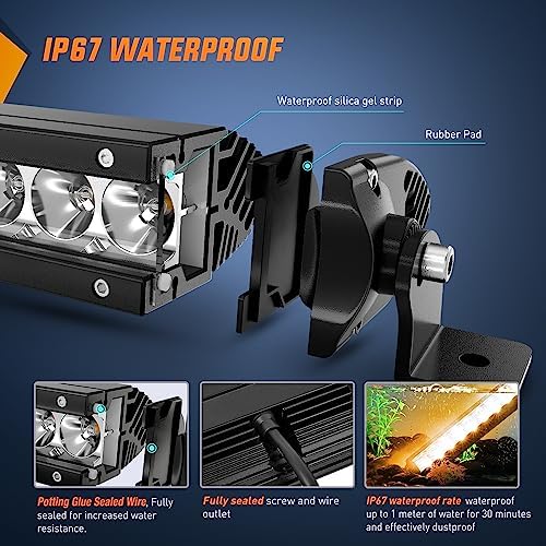 Nilight Led Light Bar Amber 51 Inch 250W Super Slim Spot Flood Combo 24500LM 3D Driving Fog Off Road Lights for Trucks Pickup SUV ATV UTV Boat 4x4 Van Camper-2 Style Mounting