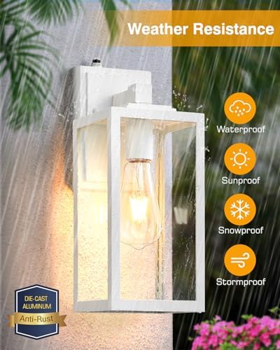 VIANIS Large White Dusk Dawn Porch Lights Outdoor Light Fixture for House
