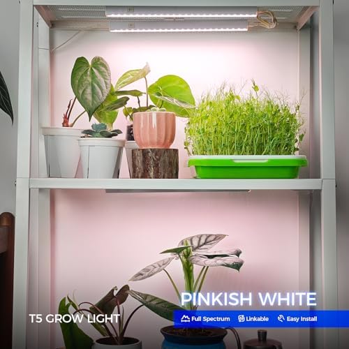 Barrina T5 Plant Lights, 5W LED Grow Light Strip, 1FT White Cover, 8 Packs