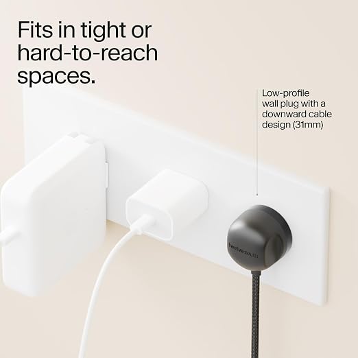 Twelve South PowerCord All in One 30W USB-C Fast Charger, Slate, 4ft | USB-C PD 3.0 Wall Adapter for iPhone, iPad, Samsung & MacBook, Tangle-Free Braided Cable