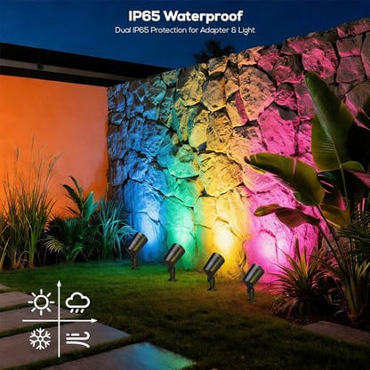 SUNTHIN 16 Pack Smart RGBW Landscape Lights, Color Changing LED Spot Lights