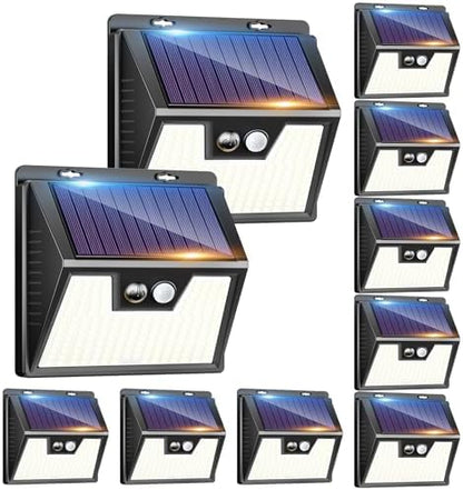 Peasur Solar Lights Outdoor [10 Pack], Solar Motion Sensor Outdoor Lights, Security Light 3 Working Modes, Waterproof for Outside Garden Yard Fence