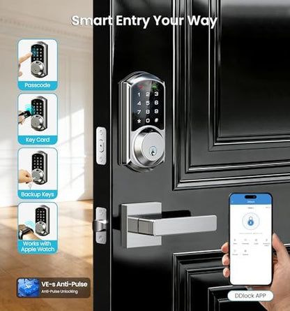 Veise VE06 Smart Lock for Front Door, App Control, Satin Nickel