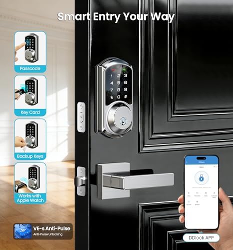 Veise VE06 Smart Lock for Front Door, App Control, Satin Nickel
