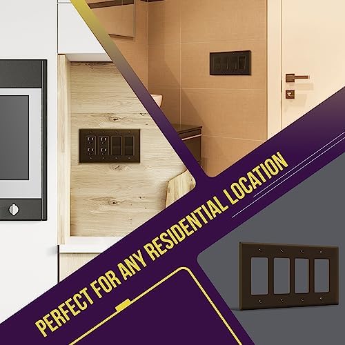 ENERLITES 4-Gang Brown Mid-Size Decorator Switch Outlet Wall Plate Cover