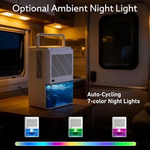 Dehumidifier 58W Compact Quiet Effective Double Cores for Home. 68OZ Water Tank, Sleep Mode, Auto Shut-Off, Delay-Off Timer, Night Light, for Bathroom Bedroom RV Camper Closet or any Small Space