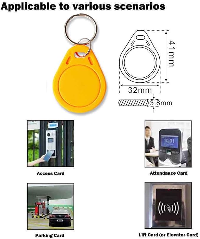 RFID Key Fobs, 13.56 MHz, UID Writable, Compatible with MIFARE Classic 1K,Rewritable Clone IC Smart Key Fobs 10 Pack