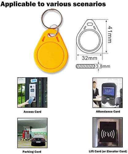 RFID Key Fobs, 13.56 MHz, UID Writable, Compatible with MIFARE Classic 1K,Rewritable Clone IC Smart Key Fobs 10 Pack