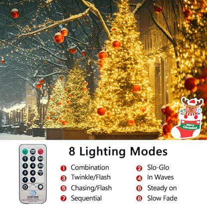 BHCLIGHT 100FT 2000LED Cluster Christmas Lights with Remote, Warm White