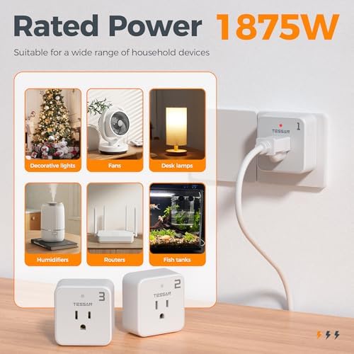 TESSAN Remote Control Outlet Plug, 1 Remote and 3 Outlets