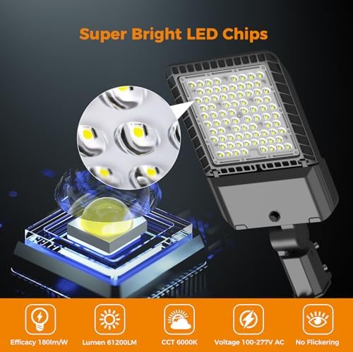 AIKVSXER 340W LED Parking Lot Light 85000LM Outdoor Street Lights 6 Pack
