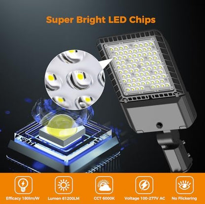 AIKVSXER 340W LED Parking Lot Light 85000LM Outdoor Street Lights 6 Pack