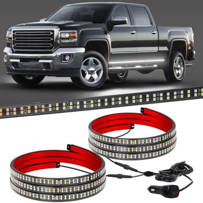 XRIDONSEN 2PCS 70 inch Running Board Emergency Lights White Strobe Lights
