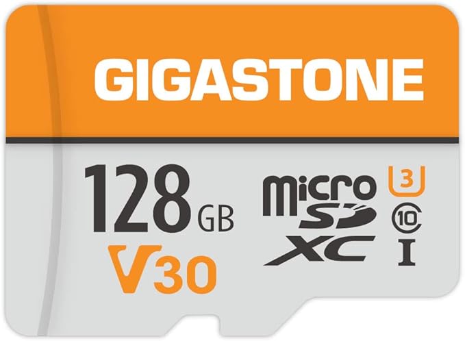 GIGASTONE 128GB Micro SD Card A1 V30, 4K Video Recording, Compatible with Security Camera, Dash Cam, Drone, 95MB/s MicroSDXC Memory Card UHS-I V30 Class 10