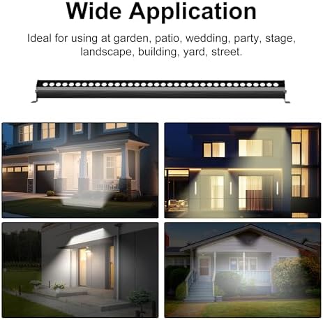 Outdoor LED Wall Washer Light Bar – 40 Inch, 3000K Warm White Waterproof Heavy-Duty Strip Light (IP65), 6.5ft Plug-&-Play