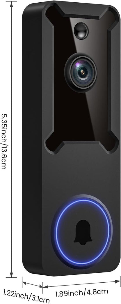 1080p Wireless Wi-Fi Video Doorbell Camera with AI Human Motion Detection, Battery Powered, 2.4G WiFi, Dog Monitor, Night Vision, 2 Way Talk, Cloud Storage (Sold Separately)