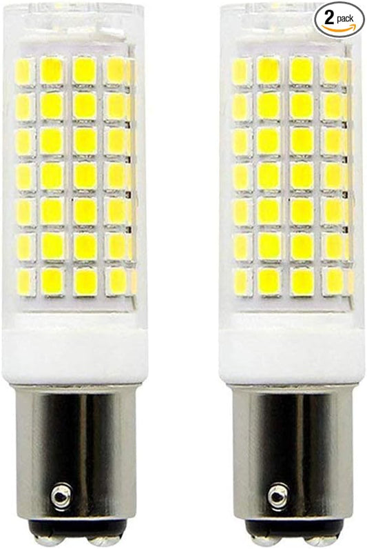 Ba15d LED Light Bulbs Dimmable Double Contact Bayonet Base, AC110V 8W Ba15d LED Bulb 75W JD Type T3/T4 Halogen Bulbs Equivalent Daylight White 6000K, Dimmable Sewing Machine Lamp(2-Pack)