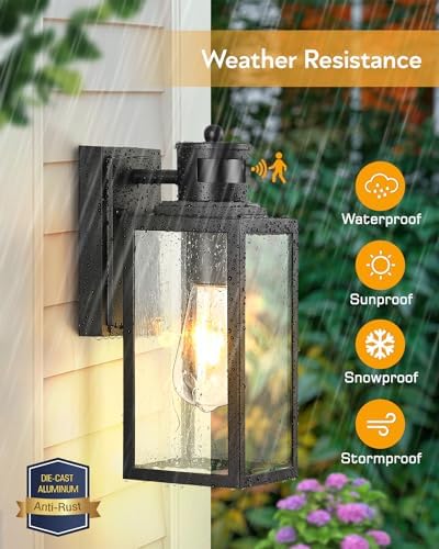 VIANIS Black Motion Sensor Porch Lights Outdoor, Anti-Rust, Waterproof