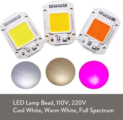 Pack of 10, DIY Flood Light COB AC220V 20W/30W/50W LED Diode Spotlight Outdoor Smart IC Chip Bead Lamp Household Bulbs(Cold White,30W)