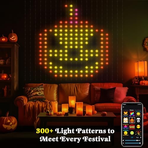 CoziTech Smart Curtain Lights, Color Changing 400 LED Curtain Lights 6.6 * 6.6 FT, RGB DIY String LED Flag Fairy Light for Backdrop Party Indoor Outdoor Holiday Decor(APP +Remote Control)