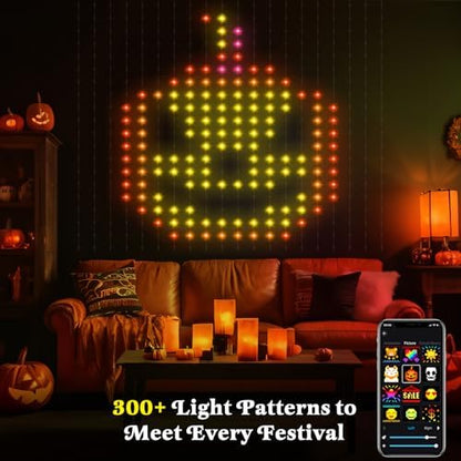 CoziTech Smart Curtain Lights, Color Changing 400 LED Curtain Lights 6.6 * 6.6 FT, RGB DIY String LED Flag Fairy Light for Backdrop Party Indoor Outdoor Holiday Decor(APP +Remote Control)