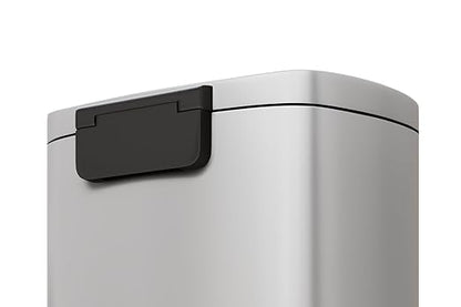 Garvee 13 gal / 50 L Metal Kitchen Trash Can with Lid, Large Rustproof Garbage Can for Kitchen, Step-on Trash Bin with Inner Bucket, Rear Handle, Soft Close Lid, White