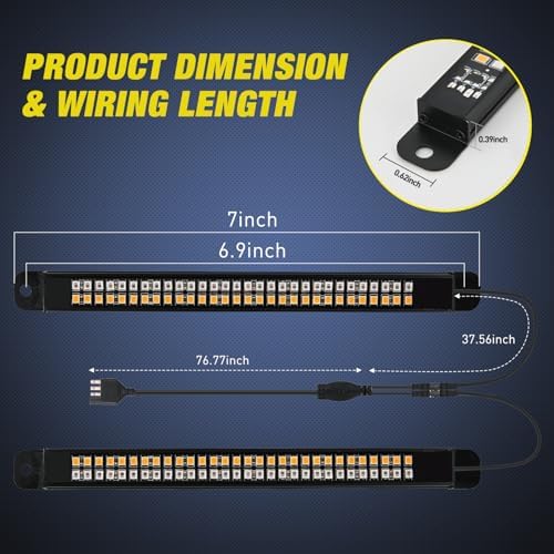 Nilight Truck Tailgate Light Strip 7" Aluminum Frame Double Row 60 LED