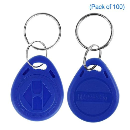 LIBO 125KHz Smart ID Key Tag Card RFID Access Control Key Card Proximity EM4100 TK4100 Keyfobs Keychains NFC Token Badge Holder (Blue, Pack of 100)
