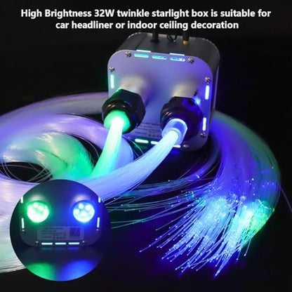 AMKI High Brightness Dual Color 32W Twinkle Mixed1330pcs16.4ft Fiber Optic Starlight Headliner Kits RGBW Sound Activated APP/Remote Control for Movie Theater Home Ceiling Decor
