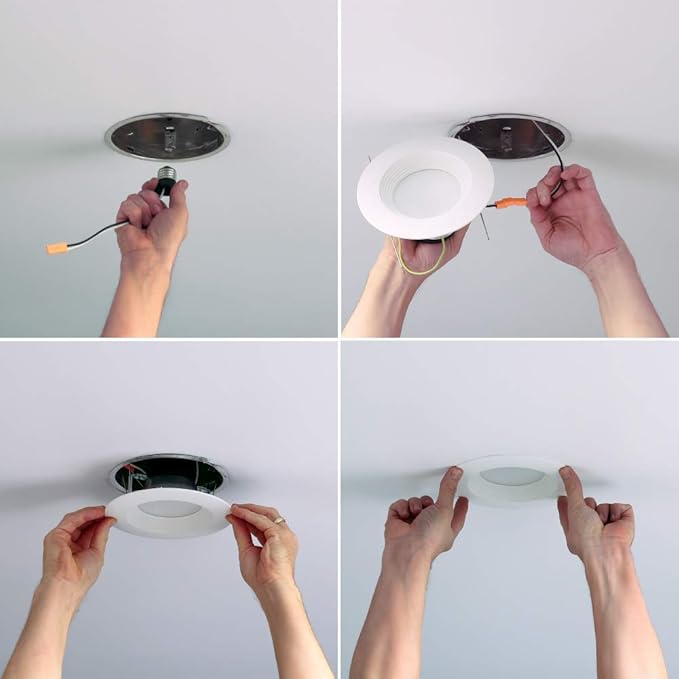 Halo LT 5 in / 6 in White Integrated LED Recessed Ceiling Light Retrofit Trim 6-Pack 3000K Soft White 600 Lumens Wet Location Listed Energy Star Certified Air-Tite