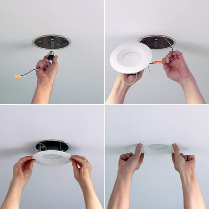 Halo LT 5 in / 6 in White Integrated LED Recessed Ceiling Light Retrofit Trim 6-Pack 3000K Soft White 600 Lumens Wet Location Listed Energy Star Certified Air-Tite