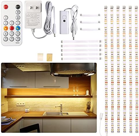 WOBANE Under Cabinet LED Lighting Kit,Dimmable Strip Lights with RF Remote