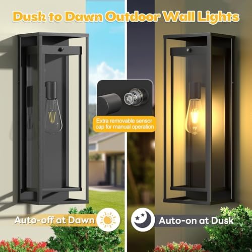 20in Large Outdoor Wall Light Dusk to Dawn Sconce Exterior Lighting Fixture