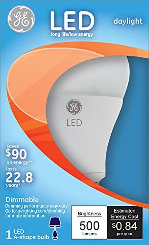 GE Lighting 89944 Energy-Smart LED 7-watt, 500-Lumen A21 Bulb with Medium Base, Daylight, 1-Pack