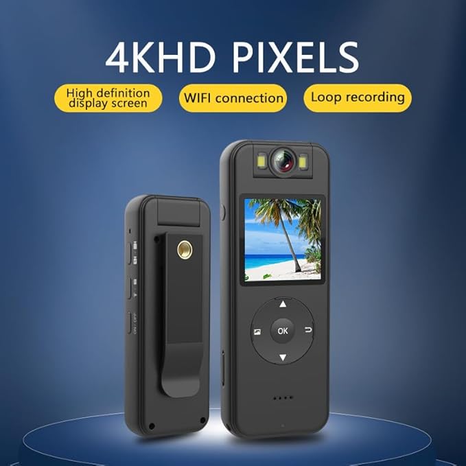 4K 30FPS UHD Wearable Body Cam, 1.4 Inch Screen, 6HR Battery, 64GB Included, JS-06B