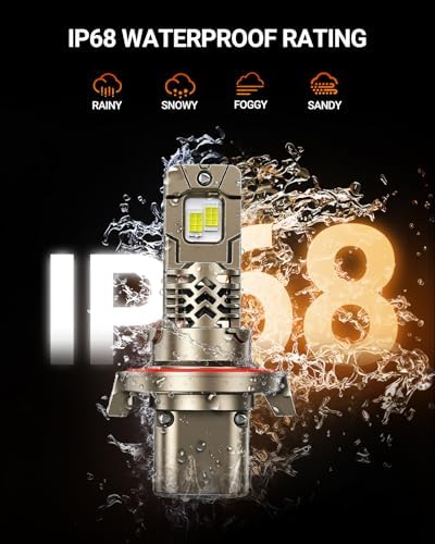 SEALIGHT H13/9008 LED Bulbs, 70,000LM 12X Super Brighter, 1:1 Mini Size, 6500K Cool White, 70,000Hrs Long Service Life with Cooling Fan, Plug and Play, Pack of 2