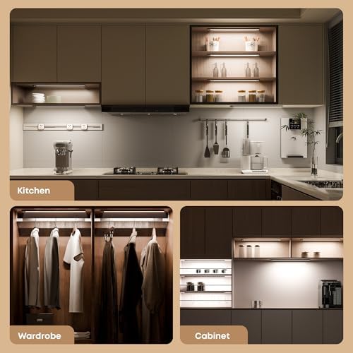 LROLTEF Under Cabinet Lighting Wireless, 2 Pack 8.3 inch 1500mAh 6500K Dimmable Motion Sensor Light Indoor, Rechargeable LED Under Counter Lights for Kitchen, Shelf, Stairs, Closet