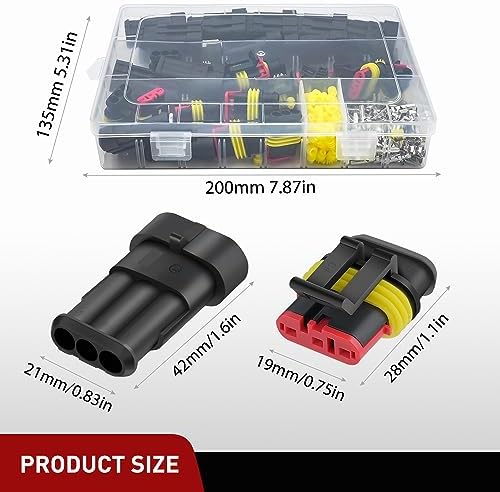 Nilight 280PCS 3 Pin Electrical Connector ‎Plug with Male Female Terminals