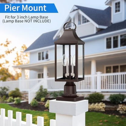 18.62 Post Light Outdoor, Large 3-Light Lamp Post Light Fixture, Brown