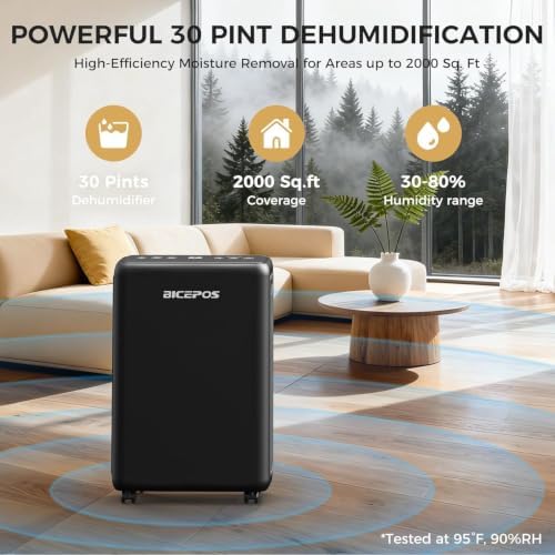 2000 Sq.Ft Dehumidifier Basement, 30 Pints, Heavy-Duty Compressor