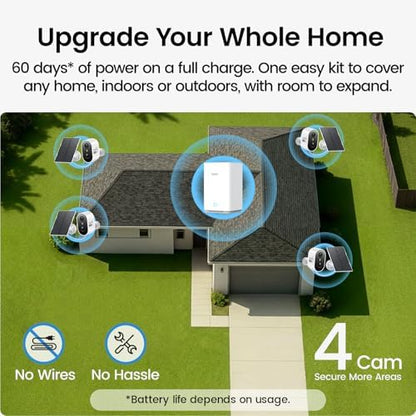 aosu 2K Solar Security Cameras Wireless Outdoor System, 4-Cam-Kit