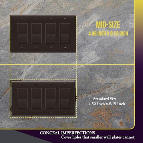 ENERLITES 4-Gang Brown Mid-Size Decorator Switch Outlet Wall Plate Cover