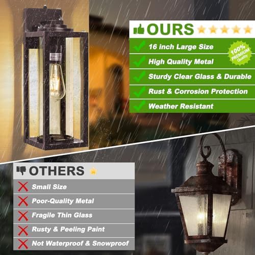 FILIYANO Large Dusk to Dawn Outdoor Wall Lights, Oil Rubbed Bronze, 2 Pack