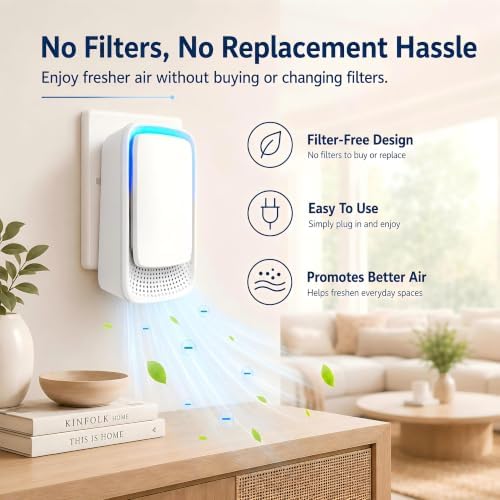 Plug In Negative Ion Ionizers 4 Pack, Filterless for Home, Air Purifier for Bathroom, Bedroom, Office, Kitchen, White