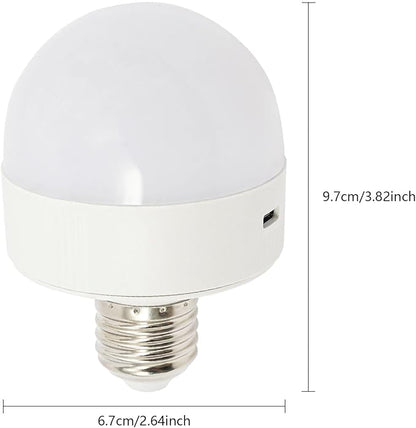 E26/E27 Rechargeable 3 Color Light Bulb with Remote Control & 30/60/120 Minutes Timer, 2000mAh Backup Bulb for Sconces and Lamps, 5W E26 Detachable Charging for Non-Hardwired Fixture, Dimmer