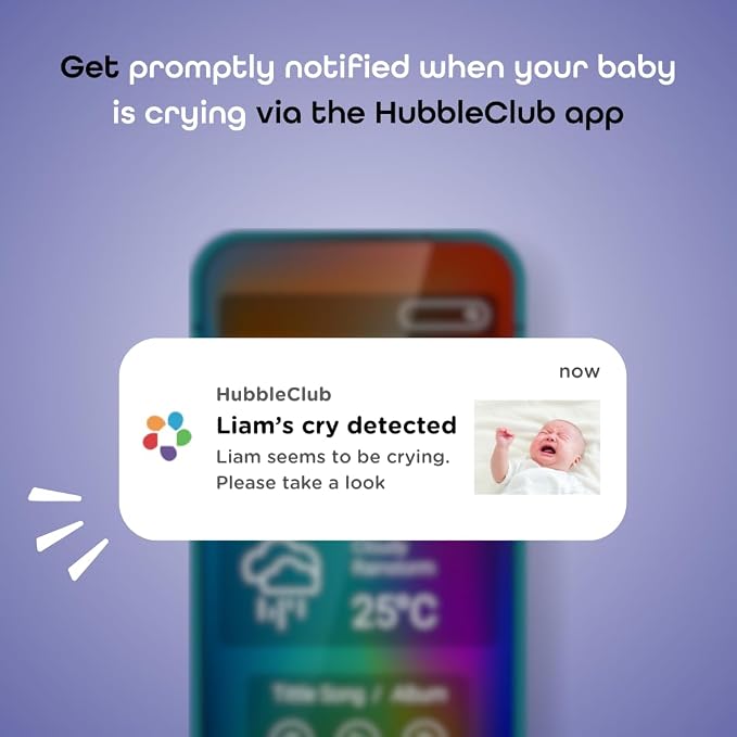 Hubble Connected AI Vision 5-in-1 2K UHD Baby Monitor with AI Alerts, True Cry Detection, Sleep Insights, Nightlight & Smart Soother, Flexible Mount, Dual-Band Wi-Fi (5 & 2.4 GHz)