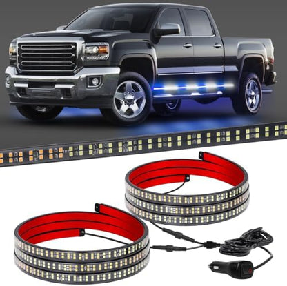 XRIDONSEN 2-Pack 70-inch Blue White Emergency Lights Running Board Lights