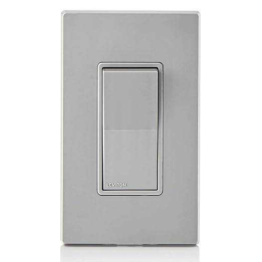 Leviton 15 Amp, 120/277 Volt, Decora Rocker Single-Pole AC Quiet Switch, Residential Grade, Grounding, 5601-2G, Gray