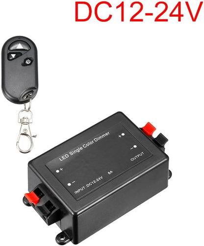 uxcell DC 12V-24V LED Single Color Dimmer Controller Remote Control for Led Light Strip